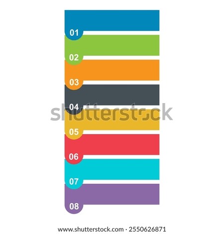 Eight step infographic vertical diagram, business information design, chart vector illustration .