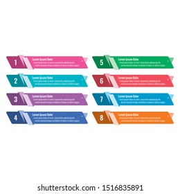 eight step informational template. colorful banner design. colorful sticker templates