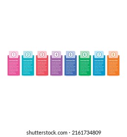 eight step informational template. envelope and colorful cards infographic template. annual report, magazine, business, web, internet infographic template