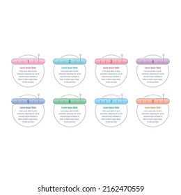 eight step informational template. outline circles infographic template. infographic template for internet, web, magazine, annual report