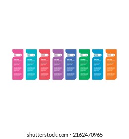 eight step informational template. vertical colorful cards infographic template. annual report, internet, magazine, web infographic template