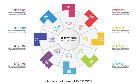 Eight Step Process Vector Circle Infographics . This infographics is very ideal for any business presentations