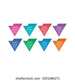 plantilla informativa de ocho pasos triangular. web, internet, informe anual, revista, plantilla de infografía de libros