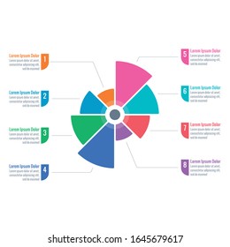 eight step wheel infographic template. business infographic template. round information template
