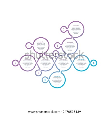 eight steps adjacent circles infographic template. Infographic template for business, industry, education, technology, science. Infographic template for annual report, book, magazine