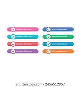 eight steps bar banner concept. banner set with check symbol