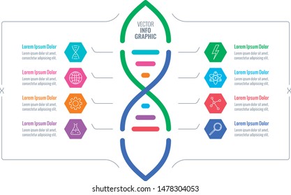 eight steps dna infographic. infographic with science symbol. science infographic. infographic template