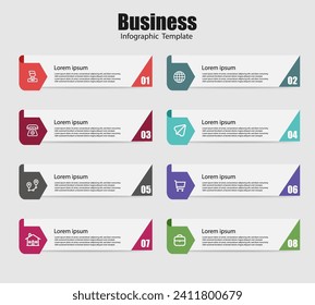 Eight steps infographic elements template vector