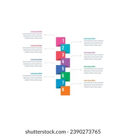eight steps infographic template. annual report, internet, magazine, business, education infographic template. colored squares informational template