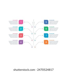 eight steps infographic template. Infographic template for business, industry, education, technology, science. Infographic template for annual report, book, magazine