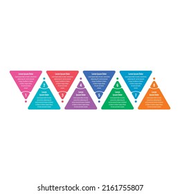 plantilla de infografía de ocho pasos. plantilla informativa de triángulos coloreados. plantilla de infografía para Internet, negocios, web, revista, informe anual