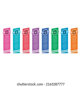 eight steps infographic template. colorful ribbons informational template with ribbon. infographic template for business, web, internet, magazine, annual report