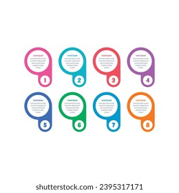 acht Stufen Infografik Vorlage. geometrische Informationsvorlage. Business, Internet, Web, Jahresbericht, Magazin-Infografik-Vorlage