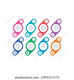 eight steps infographic template. geometric informational template. internet, business, web, annual report, magazine infographic template