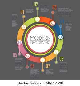 Eight Steps Infographic Template. Modern Business Option Banner. Illustrate a Strategy, Workflow or Team Work. Template for Brochure. Business Web Design. Vector illustration
