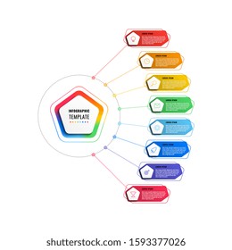 eight steps infographic template with pentagons and polygonal elements on a white background. modern business process visualisation with thin line marketing icons. vector illustration eps 10