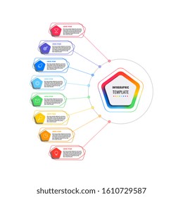 eight steps infographic template with pentagons and polygonal elements on a white background. modern business process visualisation with thin line marketing icons. vector illustration eps 10