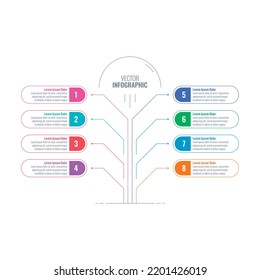 eight steps infographic template. technological infographic template. internet, business, web, magazine, annual report information template