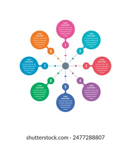 eight steps information template. circular infographic template. Infographic template for industry, education, business and science. magazine, annual report information template