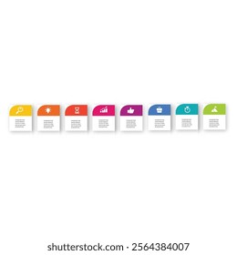 eight steps information template. colorful rollers infographic template. Infographic template for technology, industry, education, business and science