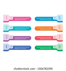 eight steps label template. futuristic banner. folded paper banner template. eight step informational template