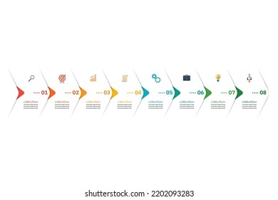 Eight steps template infographic. Vector illustration