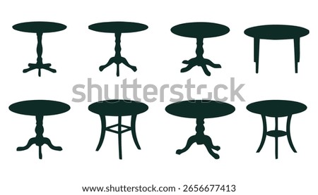 Eight Stylish Table Silhouettes Perfect for Interior Design Projects and Furniture Catalogs