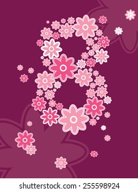 Eight of stylized flowers to the Women's Day.