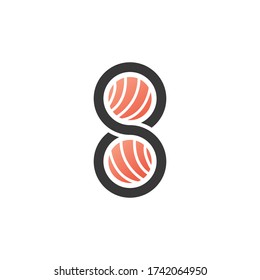 eight sushi or infinity sushi logo template for your restaurant logo, brand, identity, business and others. simple and elegant.