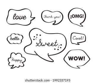 eight text balloons set icons