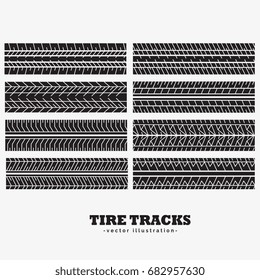 eight tire tracks marks set