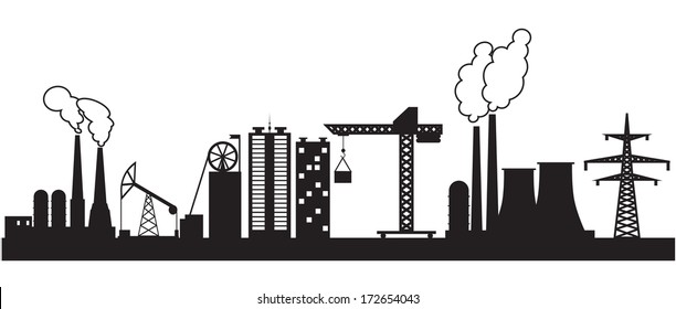 Eight urban and industrial buildings. Vector illustration