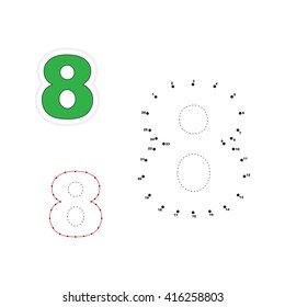 Eight in vector to be traced by numbers. Join dots. Connect by numbers. Vector visual game for children.