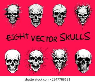 Eight Vector Skulls Print Pack