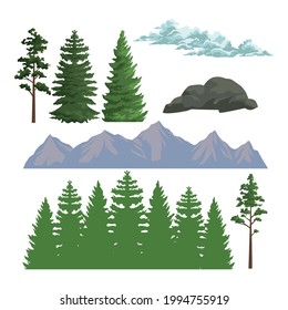 eight wanderlust nature set icons