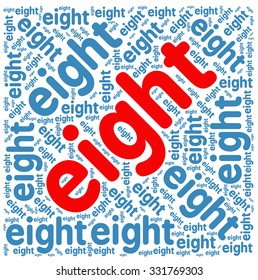 Eight word cloud on a white background. 