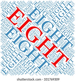 Eight word cloud on a white background. 