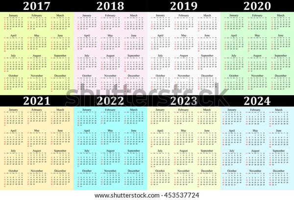Eight Year Vector Calendar 17 18 Stock Vector Royalty Free