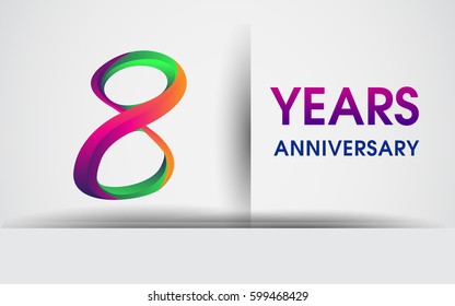 eight years Anniversary celebration logo, colorful design logotype isolated on white background, vector elements for celebrating 8th birthday party