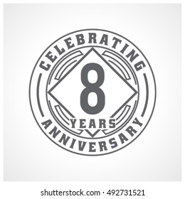 Eight years anniversary celebration logotype.