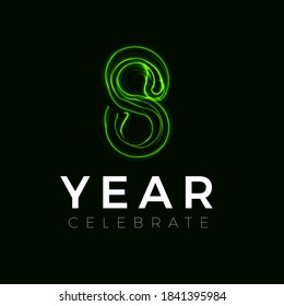 Eight Years celebrate poster for party. 8 years sign. Eighth birthday celebrate. Number for Halloween. Vector illustration