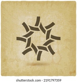 Eight-angled geometric star symbol on vintage background. Vector illustration