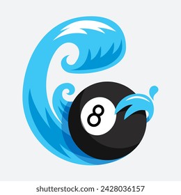 eightball fly water wave ball flat icon 