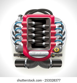 Eight-cylinder internal combustion engine separately from the vehicle