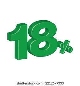 eighteen 18 3d plastic effect number percentage symbol