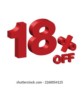eighteen 18 percent off 3d vector illustration 