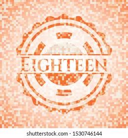 Eighteen abstract orange mosaic emblem