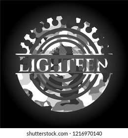 Eighteen grey camouflage emblem