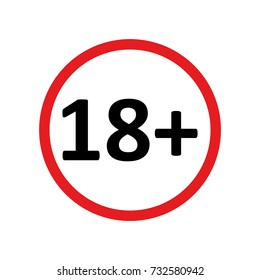 eighteen plus age limit red round icon vector eps10. 