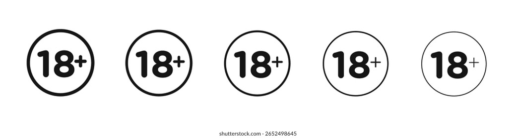 Eighteen plus icon black and white vector sign